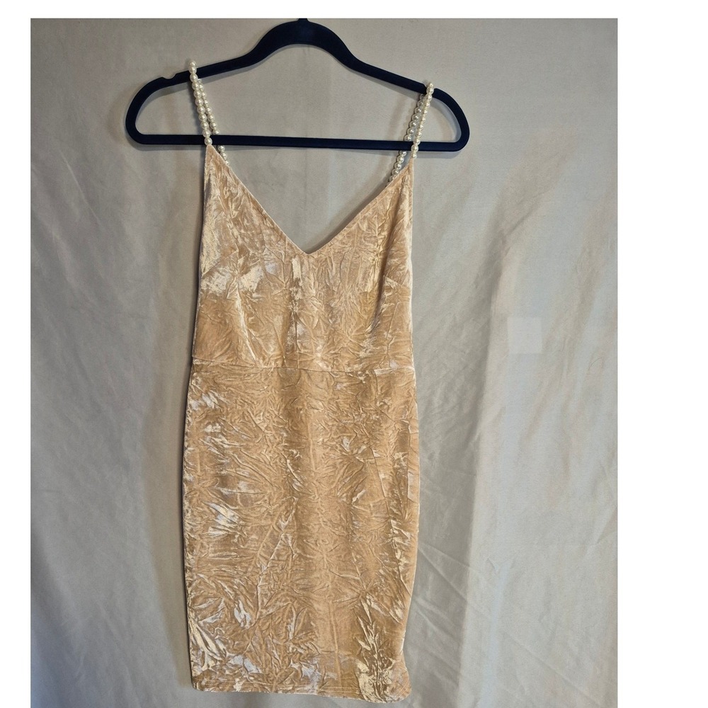 Twenty7 Co. Bodycon Mini Dress Pearl Strap V-Neck Party Cocktail